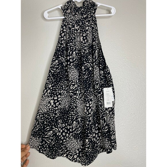 Joie Erola B Halter Top NWT XXS Black White Print High Neck Sleeveless Blouse - Picture 3 of 8